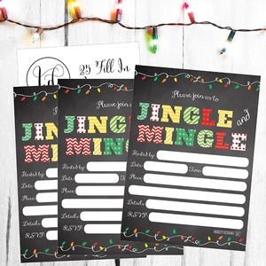 Hadley Designs 25 Party Invitations Blank Fill Jingle Mingle Christmas Holiday